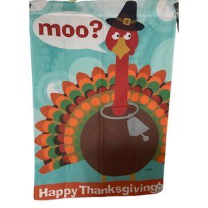 Happy Thanksgiving Russ Turkey Moo? Decorative Flag 30"‎ x 43"